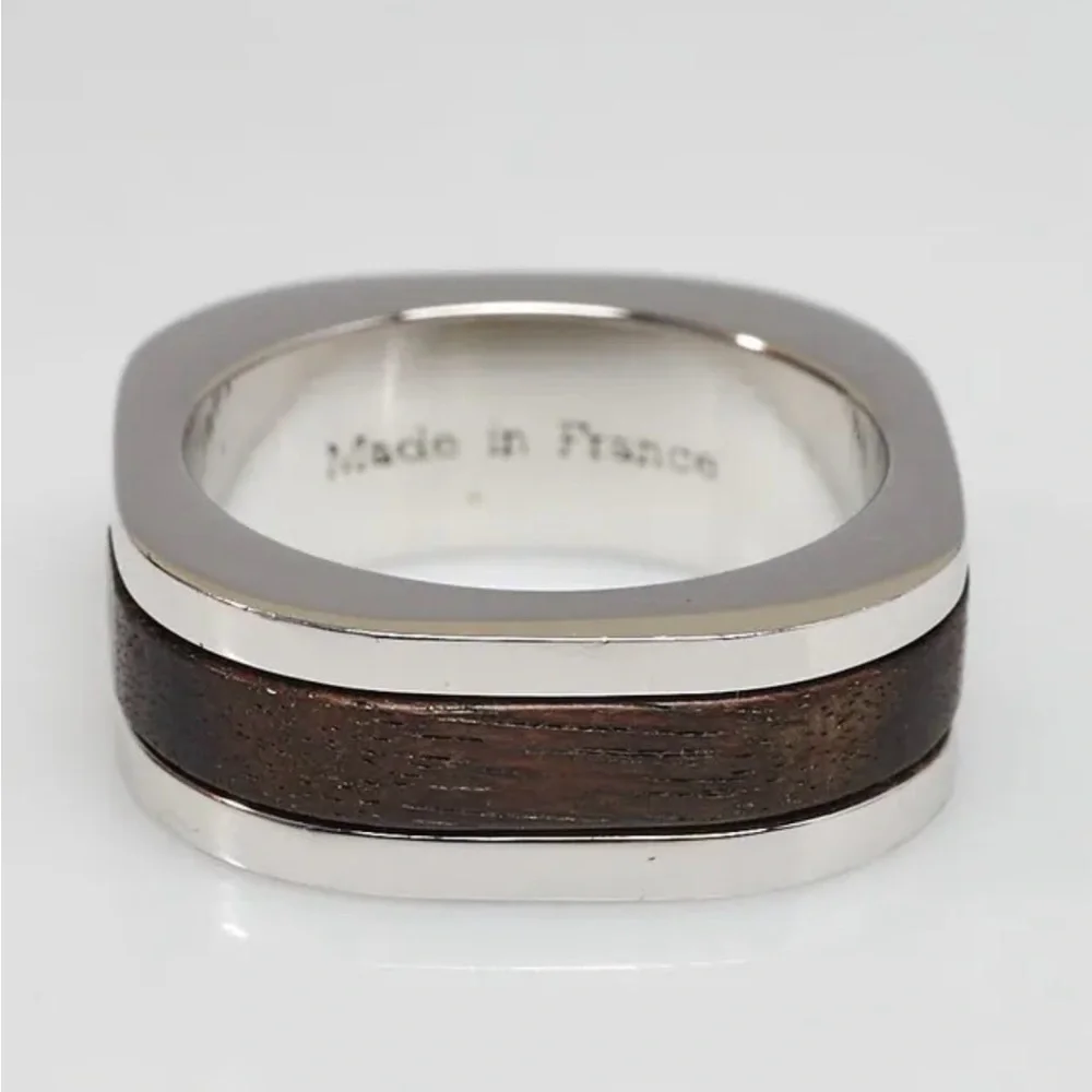 Louis Vuitton Silver and Wood Inlay Men's Ring